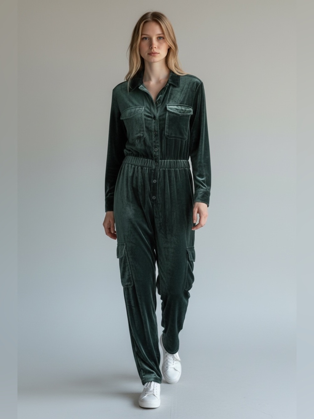 Universal Thread Green Velour Jumpsuit Size 6